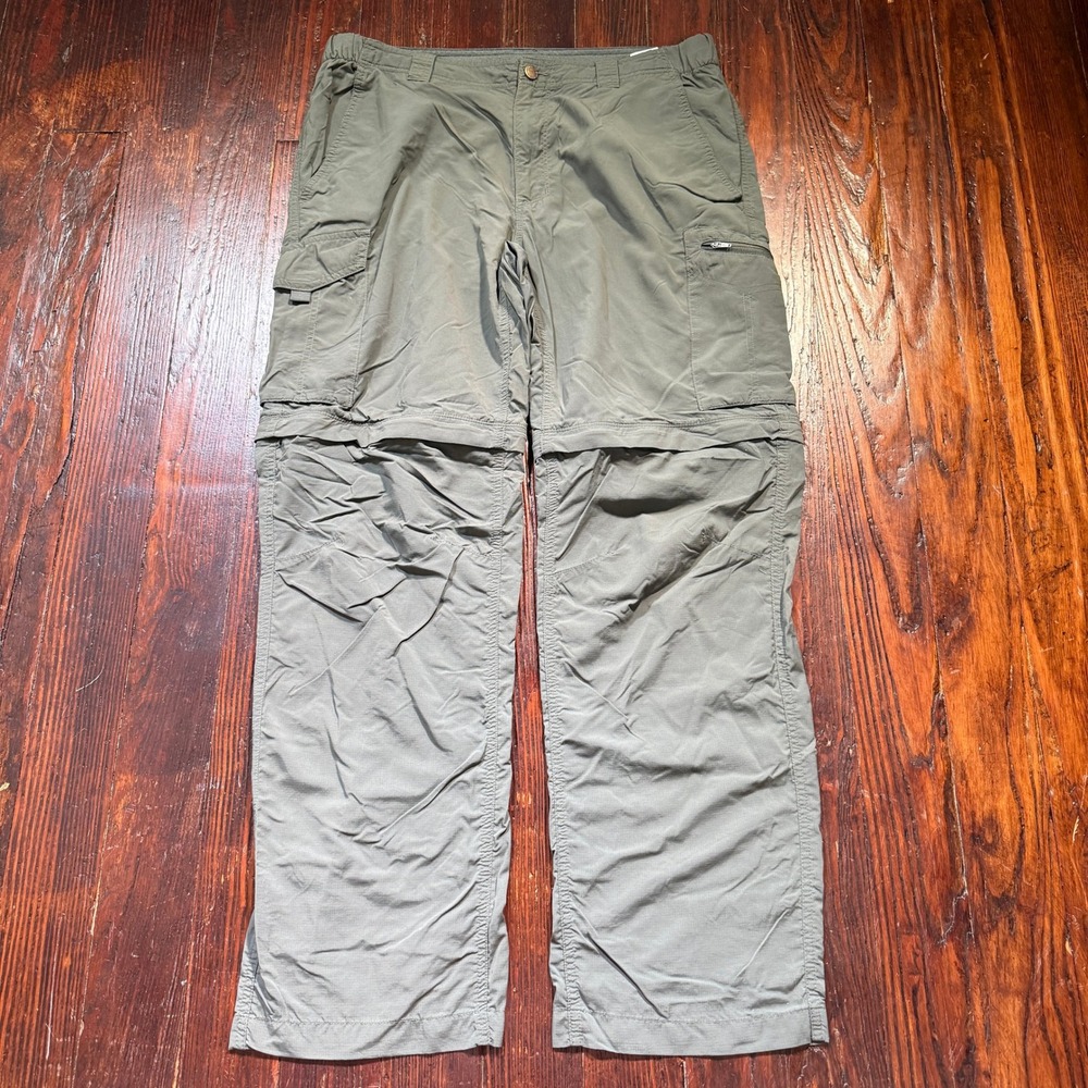 Columbia Pants Mens 36x32 Sage Green Convertible Cargo Omni Shade Hiking AM8004